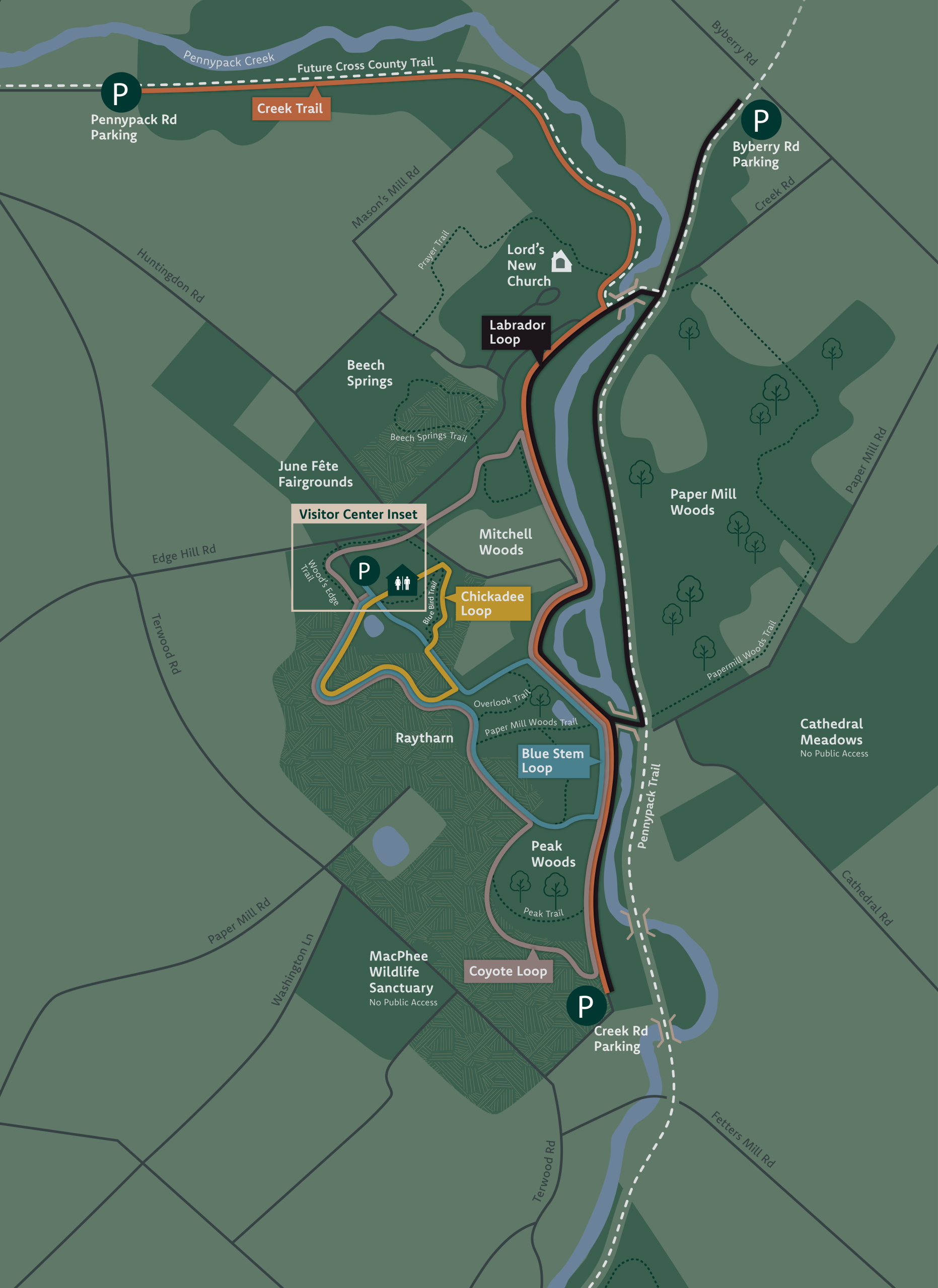 Easy Paced Blue Stem Loop Hike Pennypack Ecological Restoration FINAL Trail Loop Map Scaled 